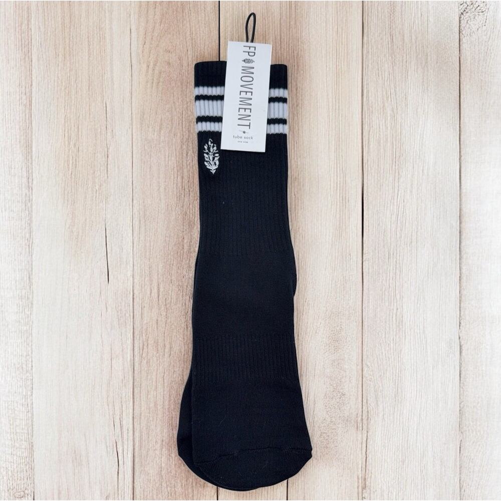 NEW Free People Movement Logo Stripe Tube Socks Black FP Movement Lucky Honey